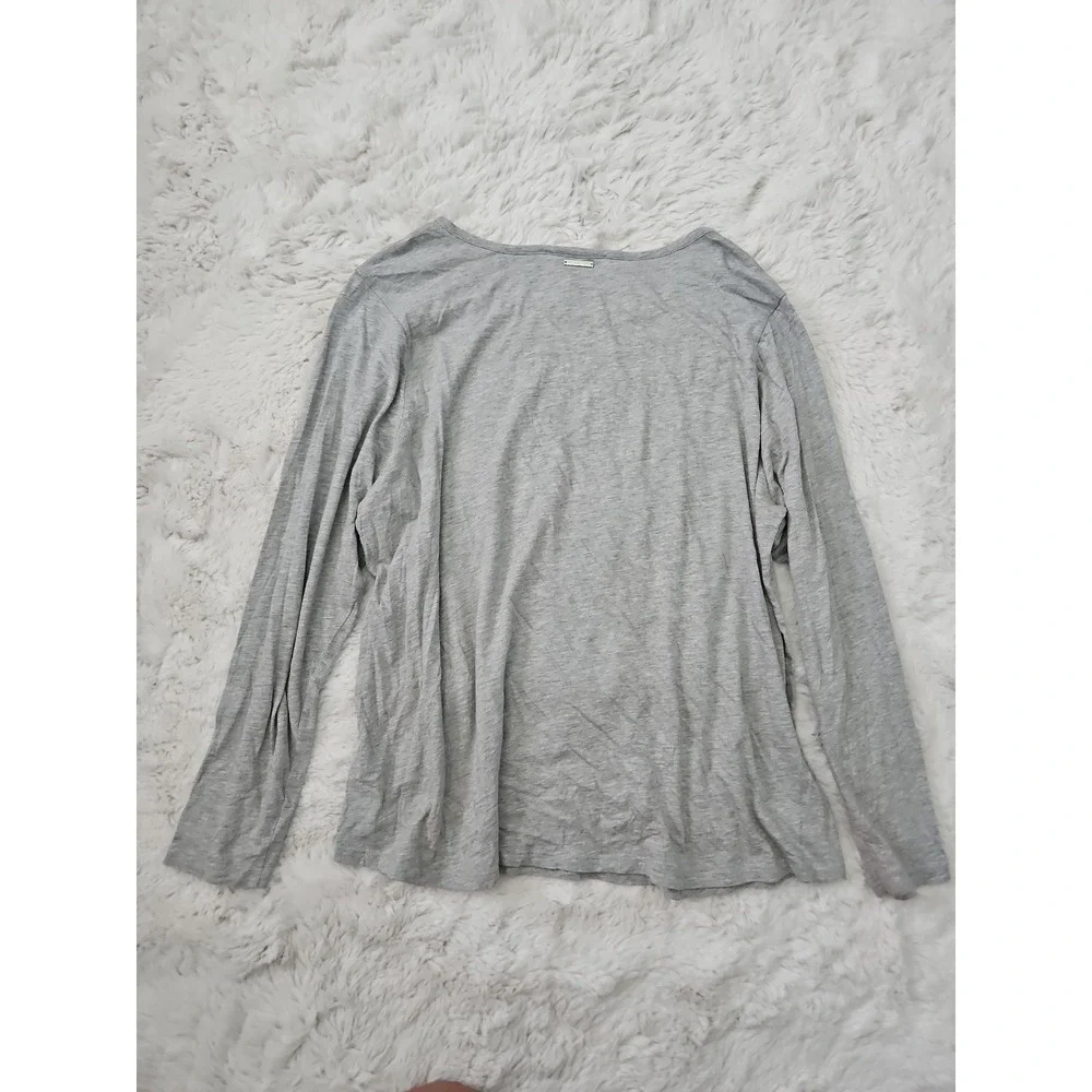 Michael Kors Gray Crystal MK Studded‎ Logo Long Sleeve Shirt 2X